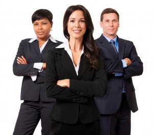 Businesswomen and Businessman Team on white